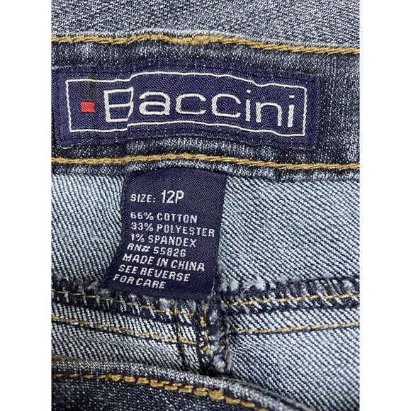 Baccini Embroidered Jeans Womens Petite Size 12P Blue Bootcut 5 Pocket Stretch - Picture 14 of 15